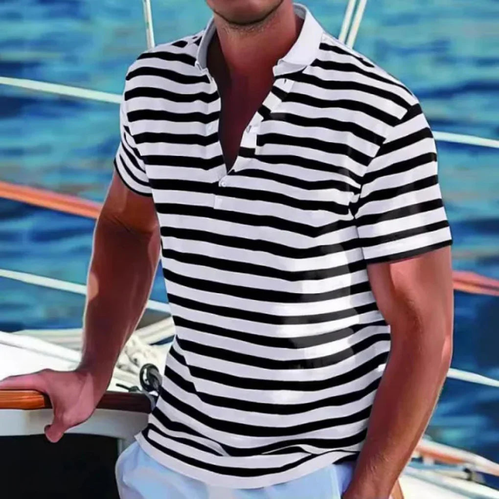 Glevato | Men's Striped Short-Sleeve Polo Shirt