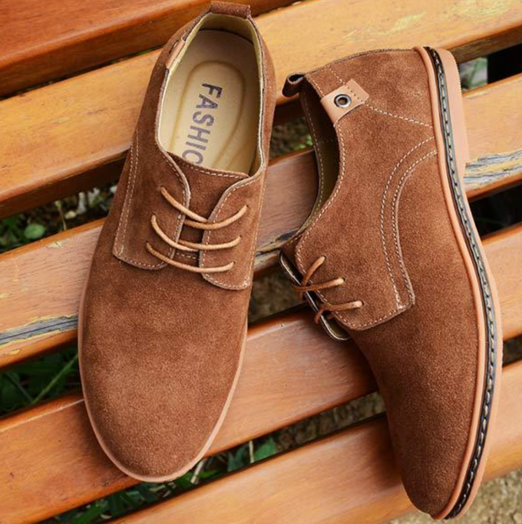 Glevato | Men's Suede Derby Shoes with Lace-Up Front