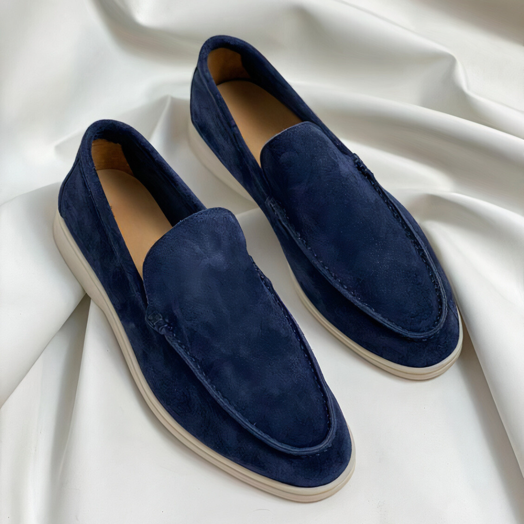 Glevato | Men's Suede Loafers with Stitching Detail