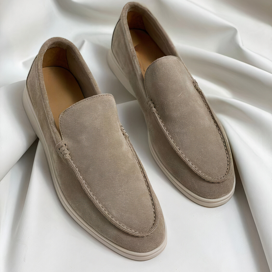 Glevato | Men's Suede Loafers with Stitching Detail
