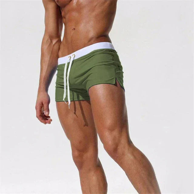 Glevato | Men's Swim Shorts with Drawstring Waistband and Side Slits