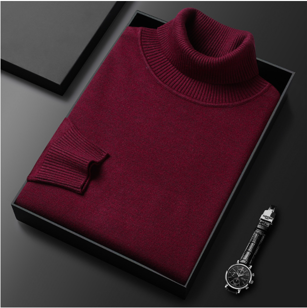 Glevato | Men's Turtleneck Sweater with Ribbed Cuffs