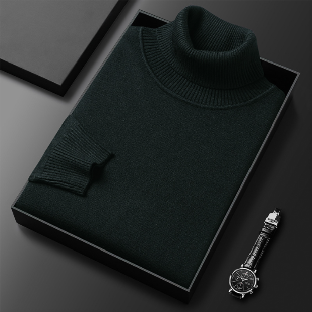 Glevato | Men's Turtleneck Sweater with Ribbed Cuffs