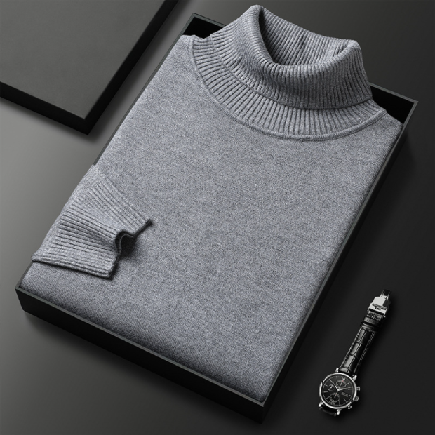 Glevato | Men's Turtleneck Sweater with Ribbed Cuffs