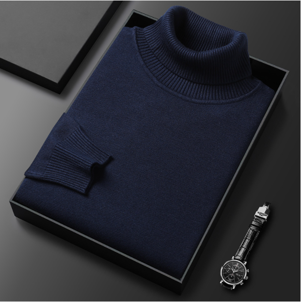 Glevato | Men's Turtleneck Sweater with Ribbed Cuffs