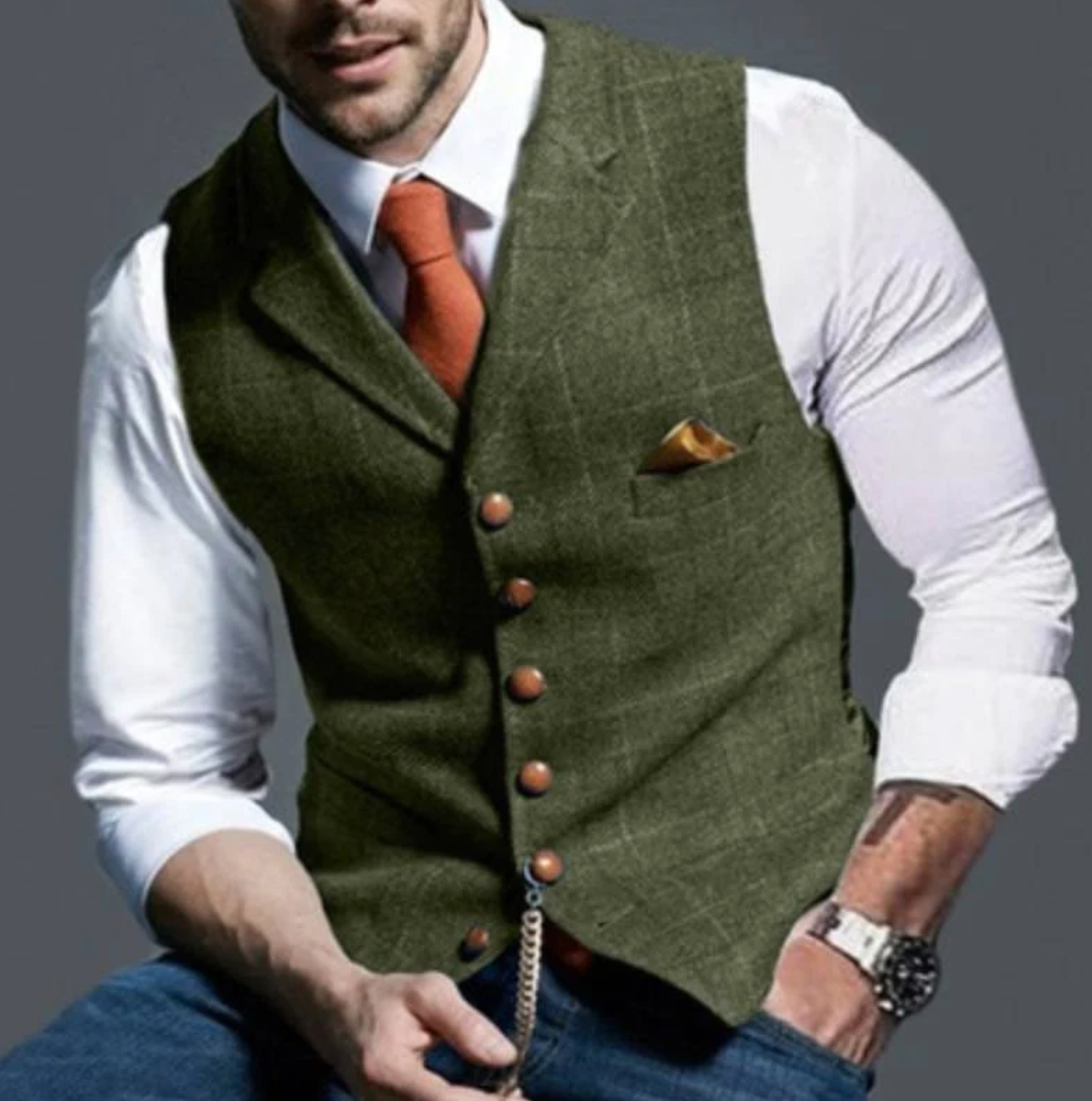 Glevato | Men's Tweed Vest with Button Front