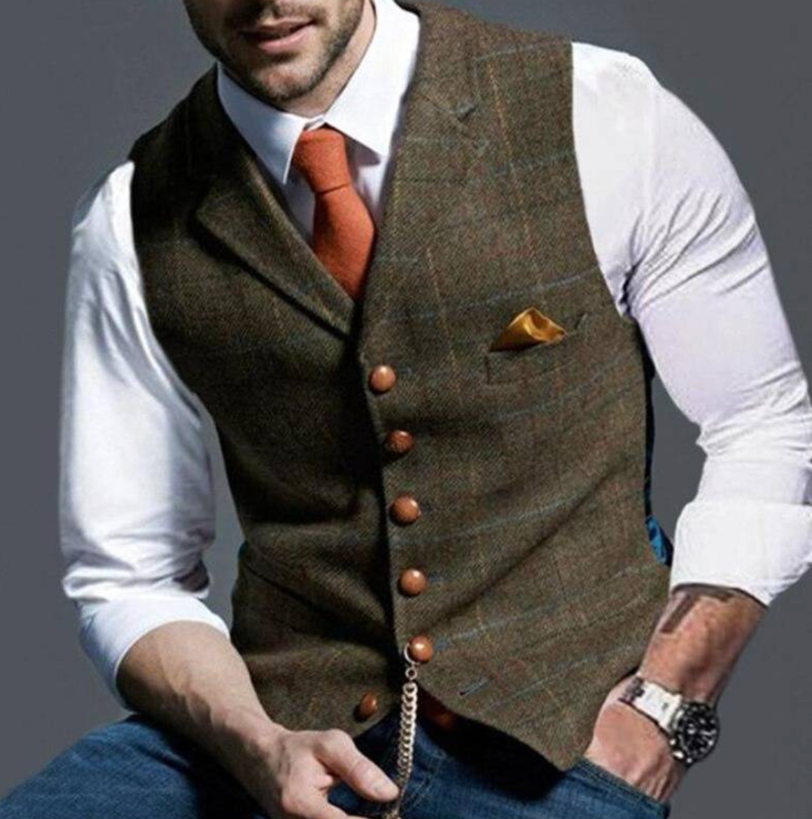 Glevato | Men's Tweed Vest with Button Front