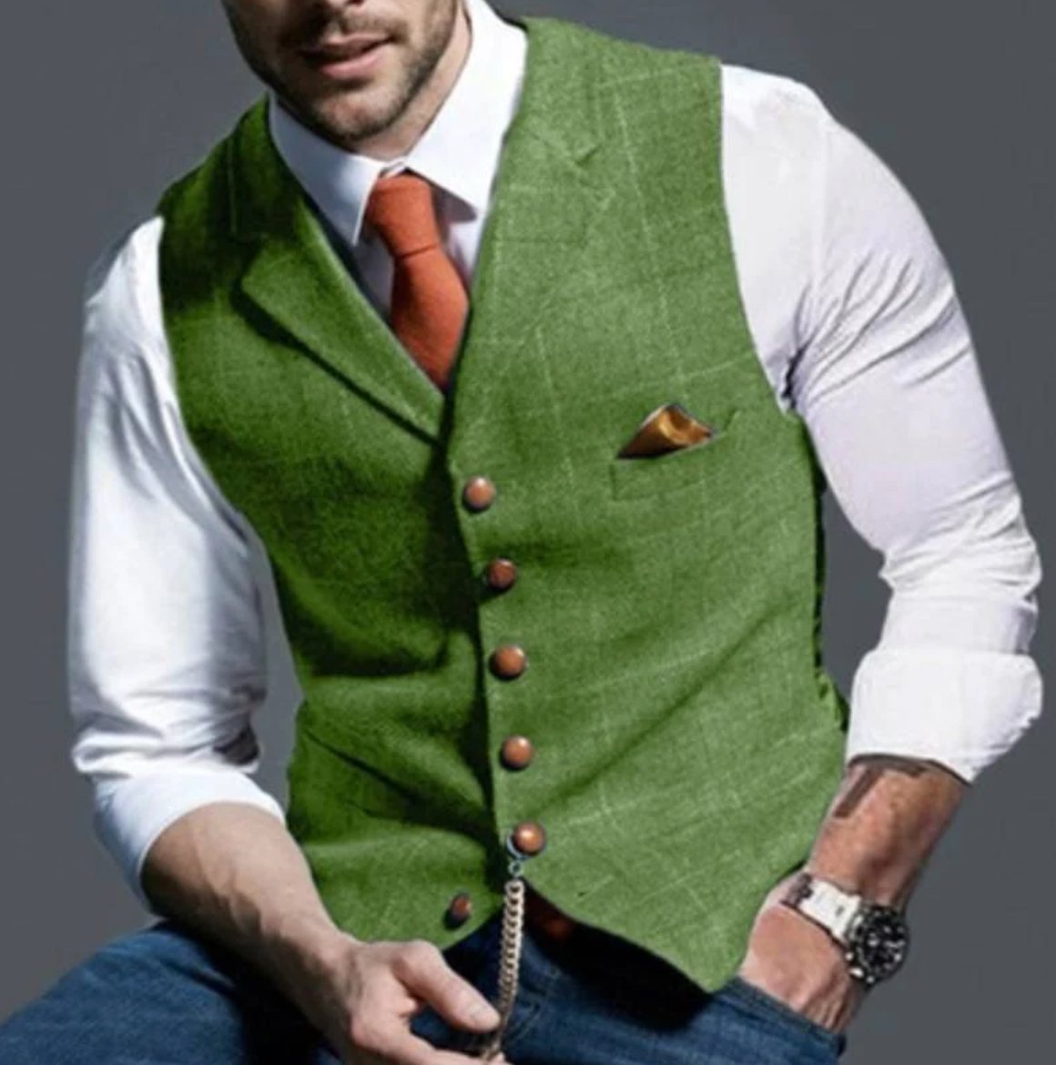 Glevato | Men's Tweed Vest with Button Front