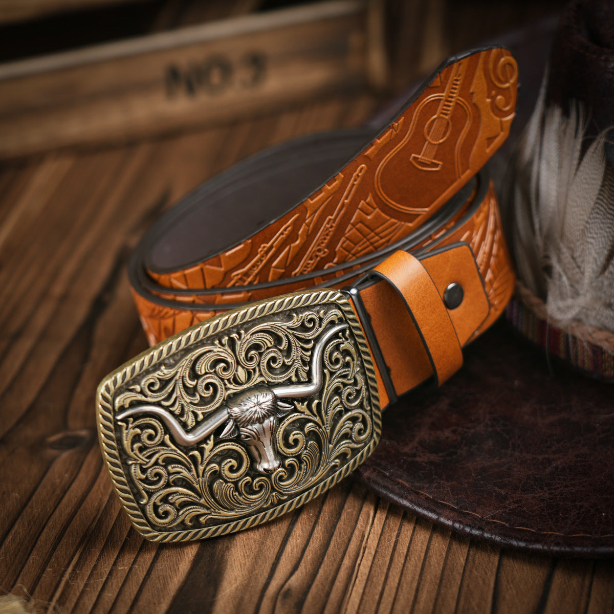 Glevato | Men's Western Style – Vegan Leather Belt with Solid Metal Buckle
