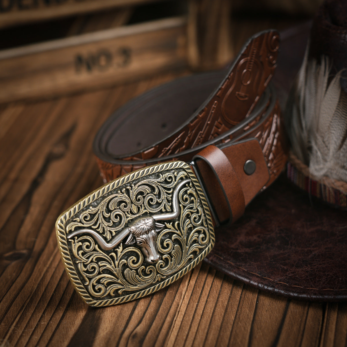 Glevato | Men's Western Style – Vegan Leather Belt with Solid Metal Buckle