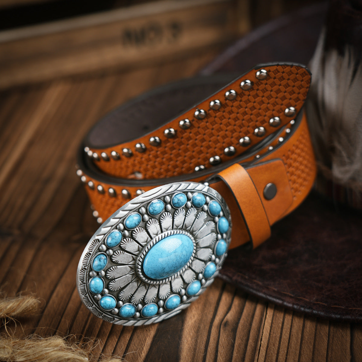 Glevato | Men's Western Style – Vegan Leather Belt with Solid Metal Buckle
