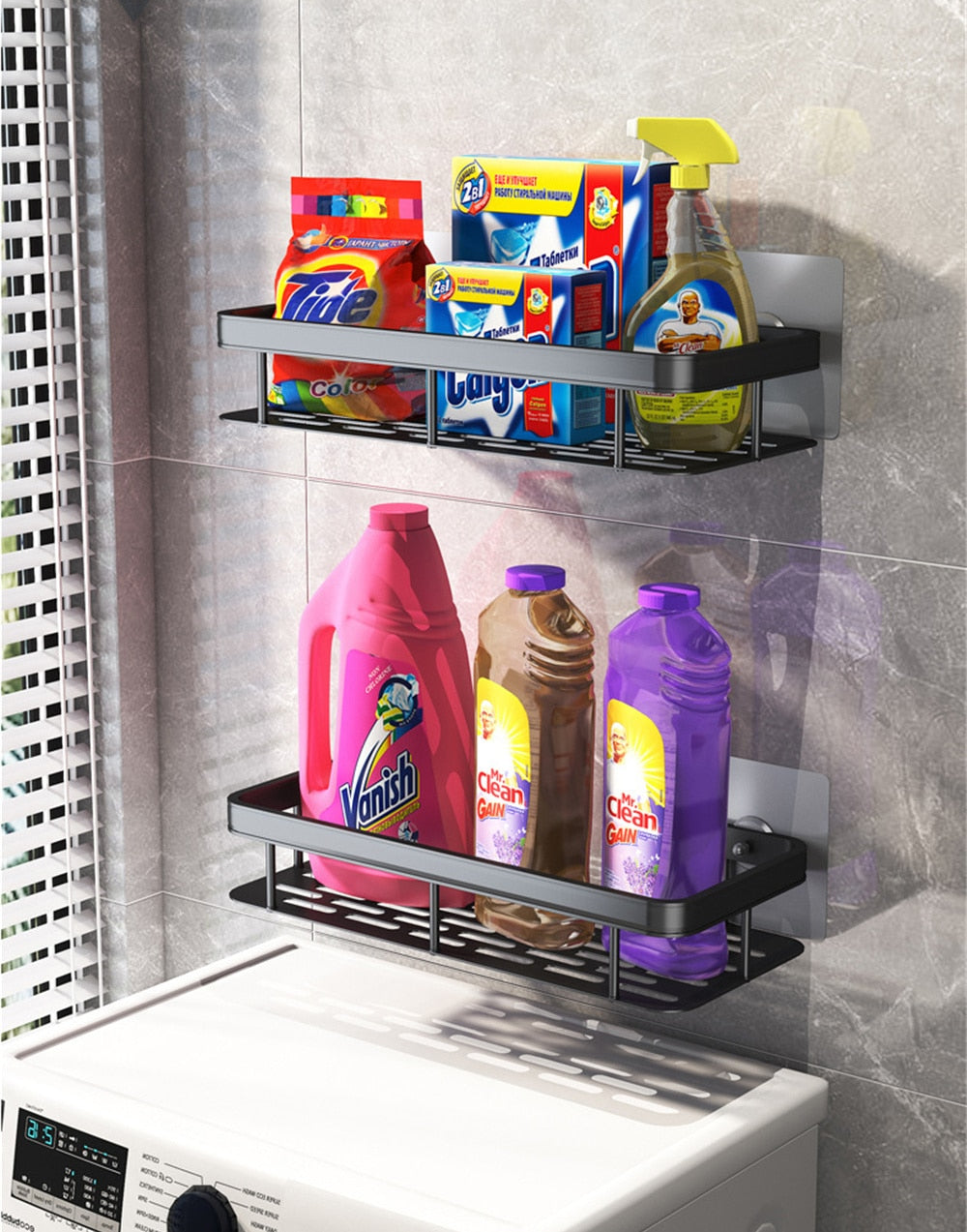 Glevato | Metal Suction Cup Bathroom Shelves