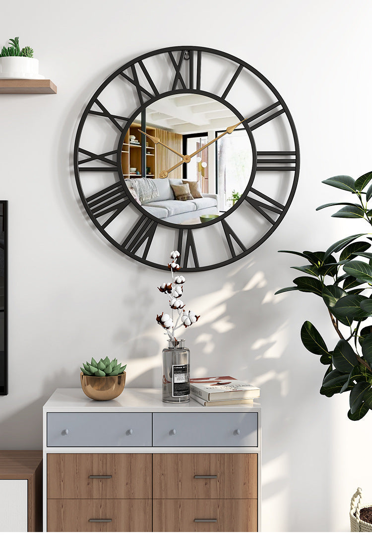 Glevato | Metal Vintage Large Wall Clock with Mirror 39cm