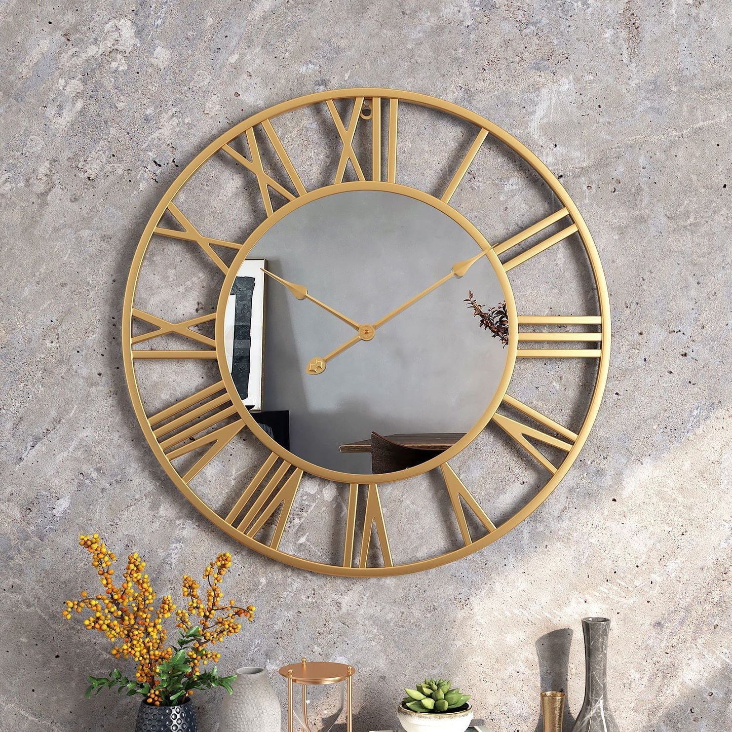 Glevato | Metal Vintage Large Wall Clock with Mirror 39cm