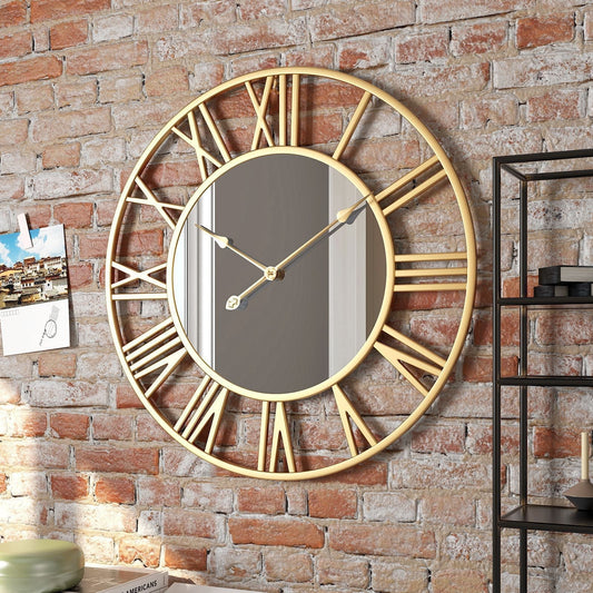 Glevato | Metal Vintage Large Wall Clock with Mirror 39cm