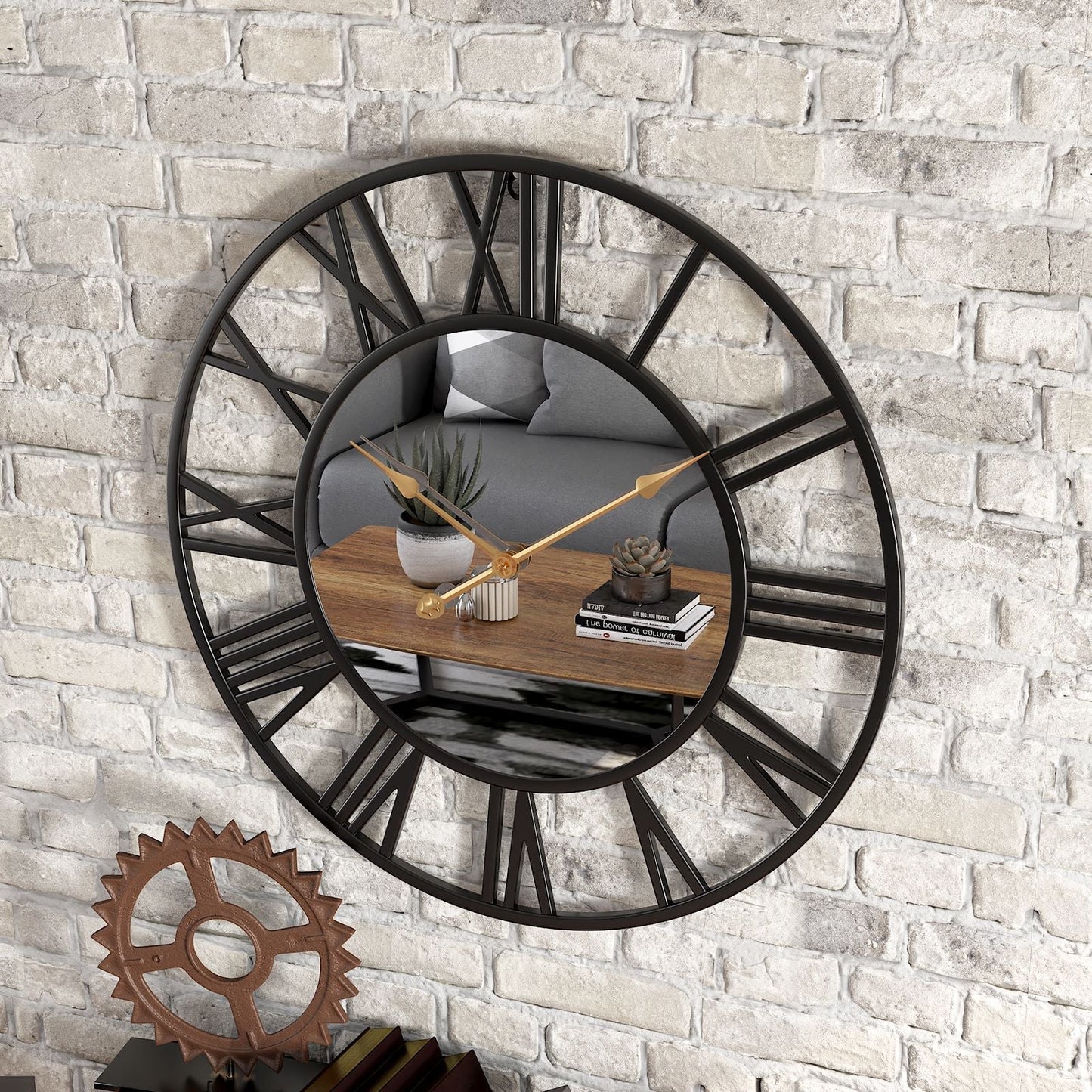 Glevato | Metal Vintage Large Wall Clock with Mirror 39cm