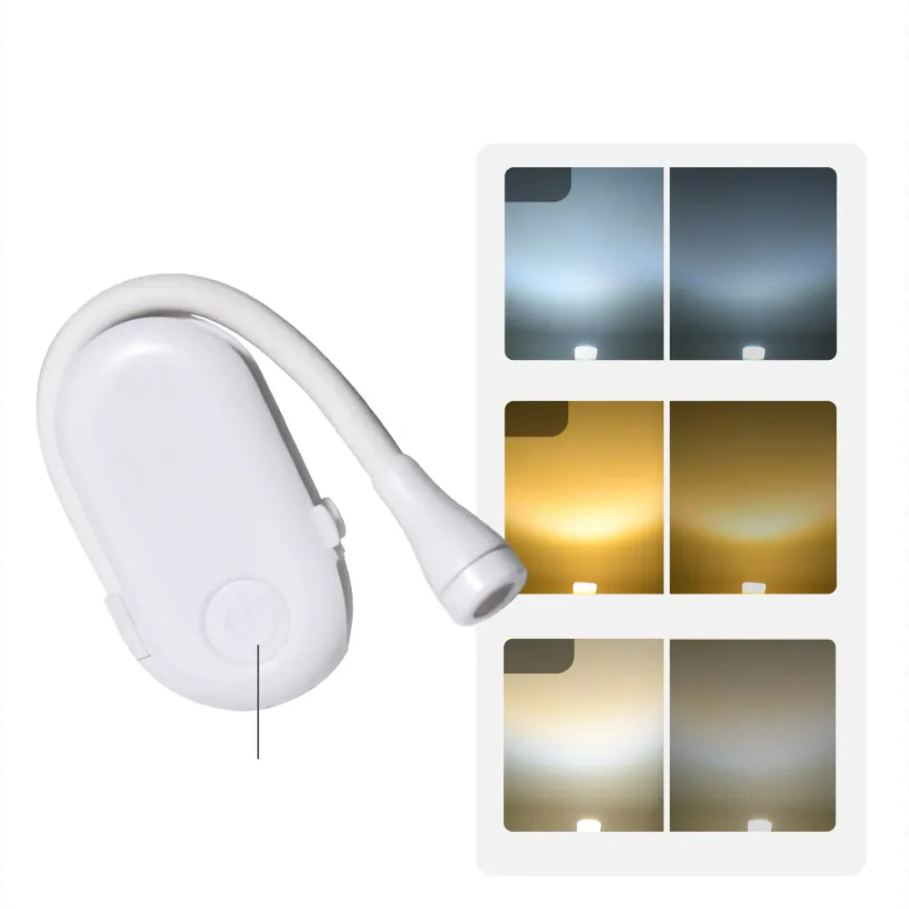 Glevato | Mini Book Light - Portable Clip Light with USB Charging, Dimmable LED for Bedroom, Eye Protection, and Camping - 360° Rotating Clip Book Lamp