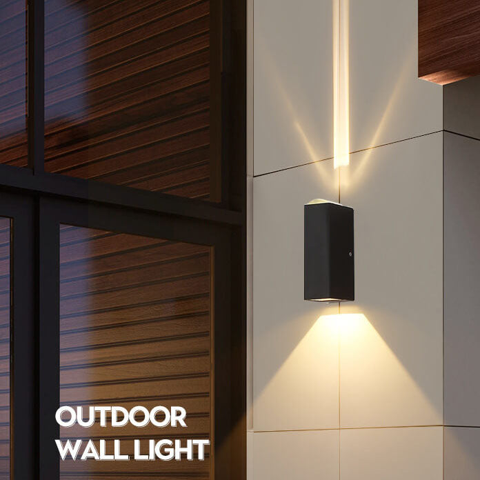 Glevato | Modern Waterproof LED Outdoor Wall Light | Rectangular Up/Down Aluminum Fixture