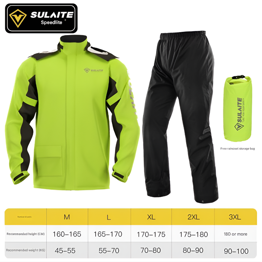 Glevato | Motorcycle Rain Suit with Hooded Jacket and Pants
