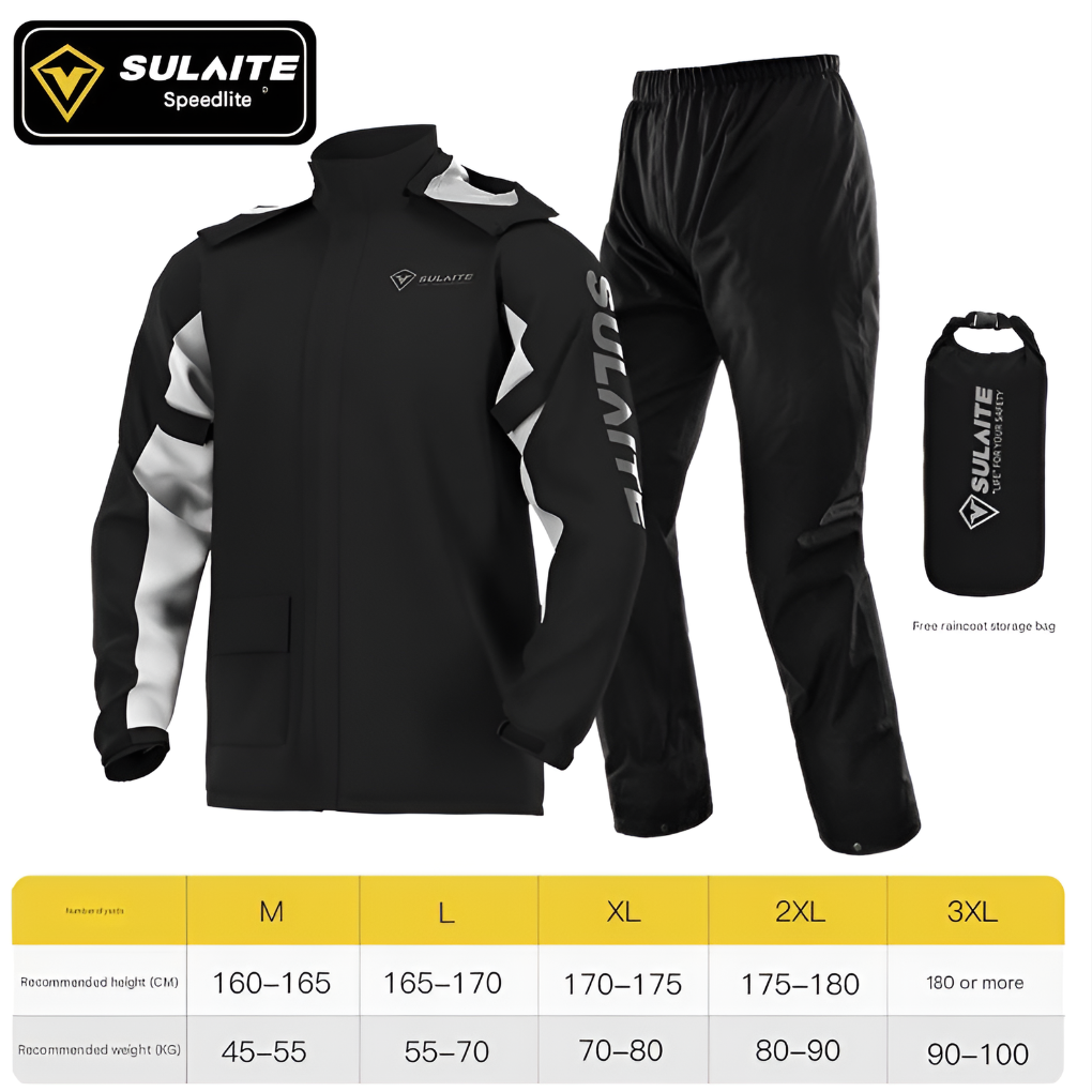 Glevato | Motorcycle Rain Suit with Hooded Jacket and Pants