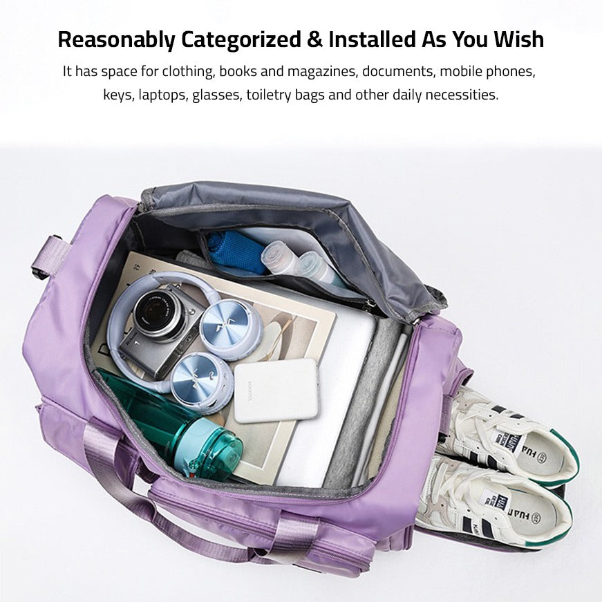 Glevato | Multi-Pocket Travel Bag, Sports and Gym Bag with Separate Shoe Compartment