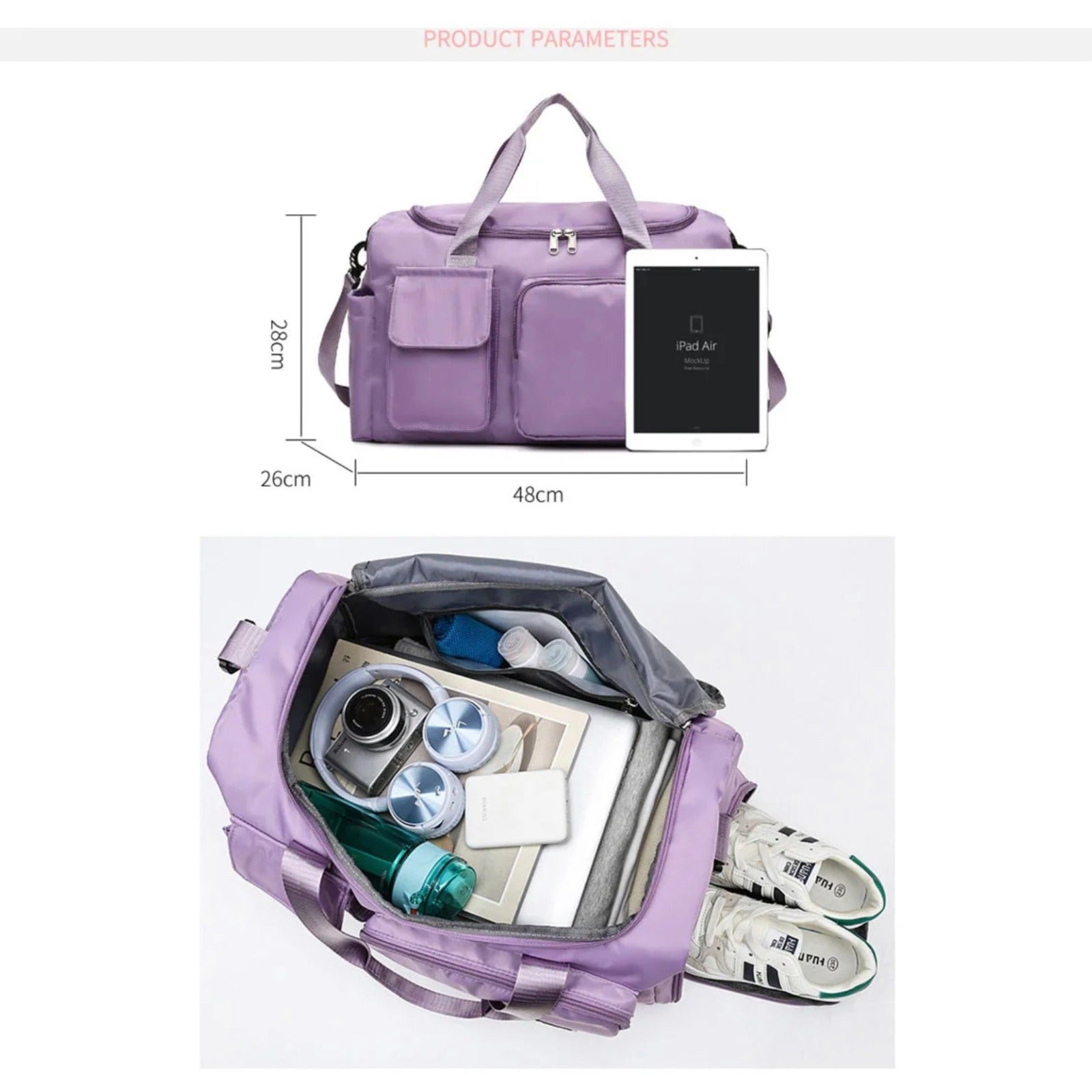Glevato | Multi-Pocket Travel Bag, Sports and Gym Bag with Separate Shoe Compartment