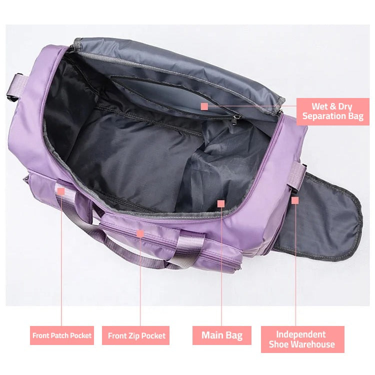Glevato | Multi-Pocket Travel Bag, Sports and Gym Duffle with Separate Shoe Compartment