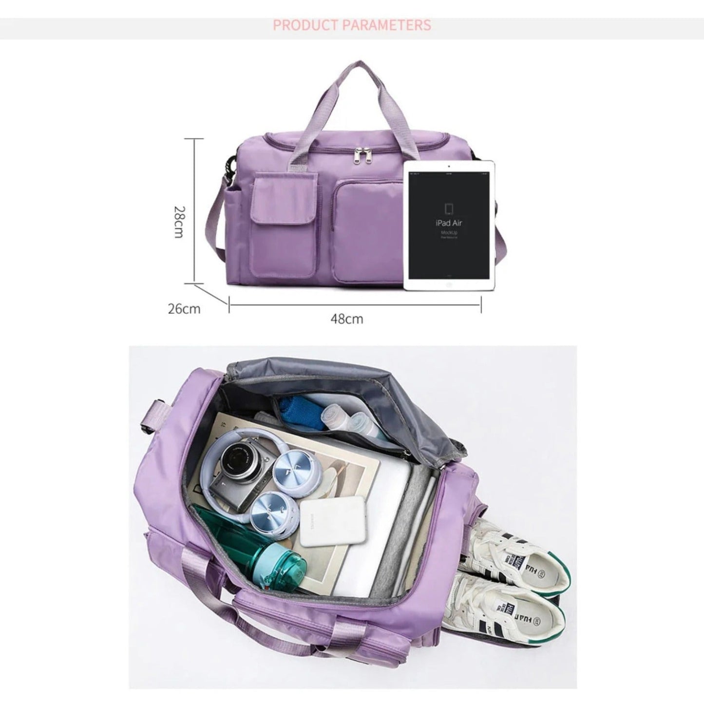 Glevato | Multi-Pocket Travel Bag, Sports and Gym Duffle with Separate Shoe Compartment