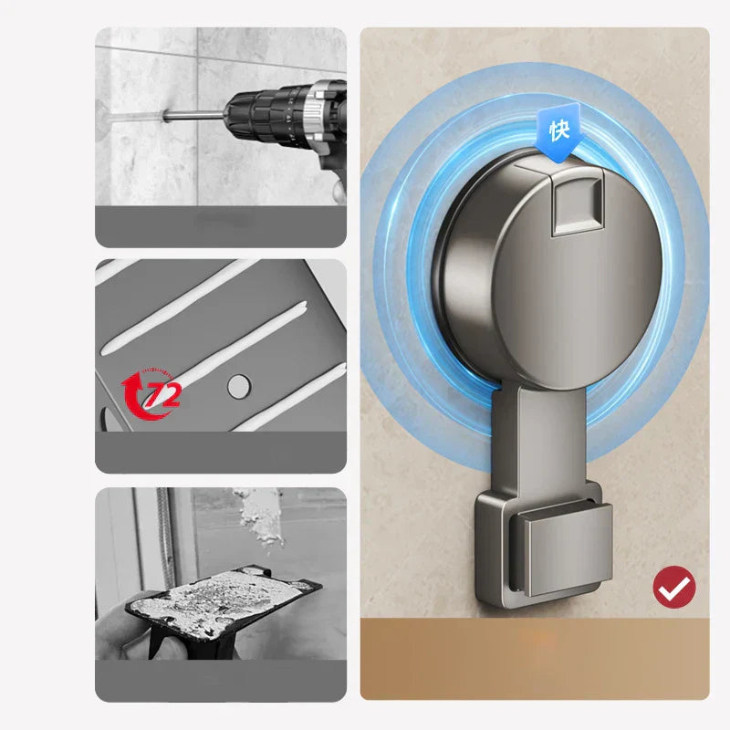Glevato | No-Drill Suction Powered Corner Bathroom Organizer