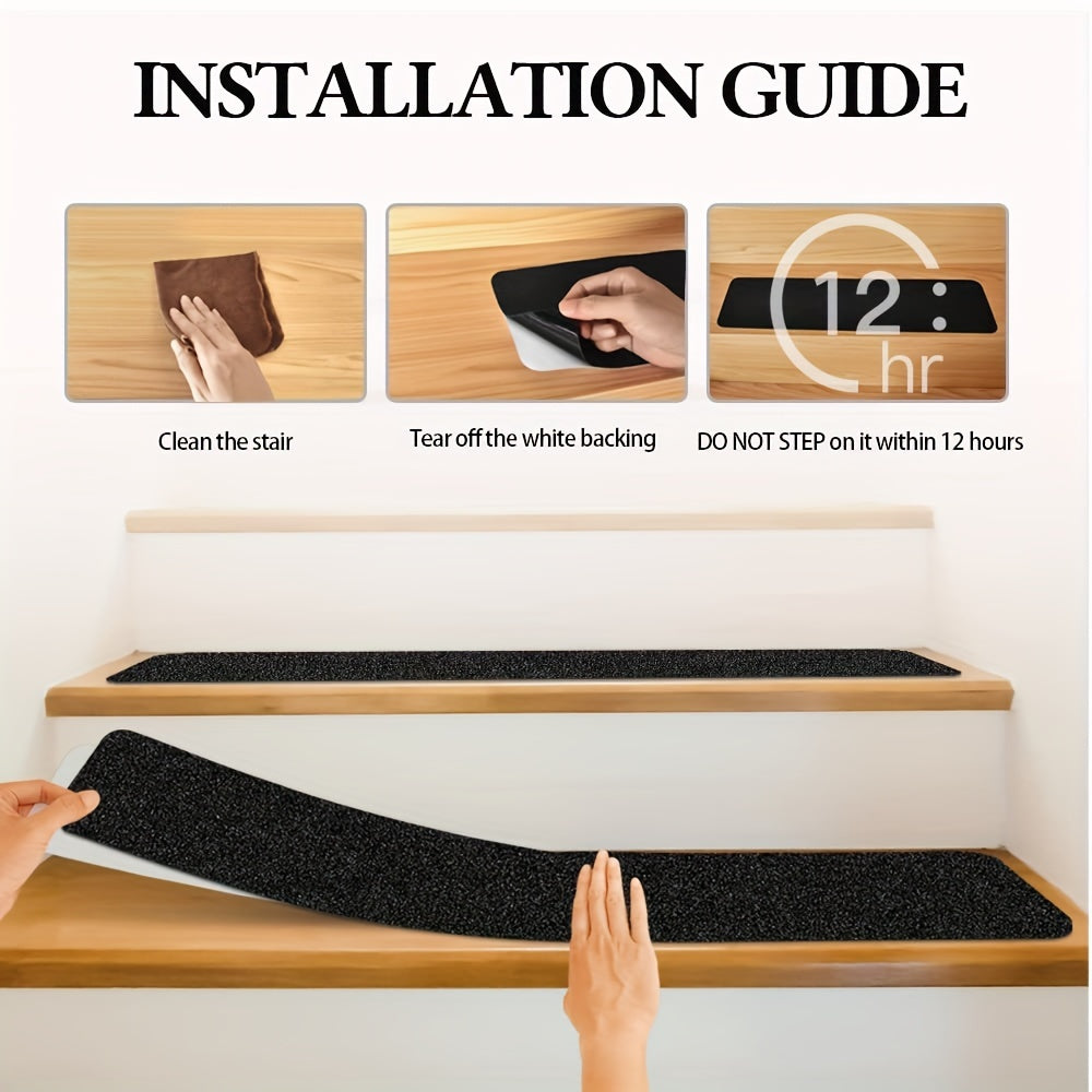 Glevato | Non-Slip Stair Treads 10-Pack – 6"x24", 80-Grit, Weather Resistant