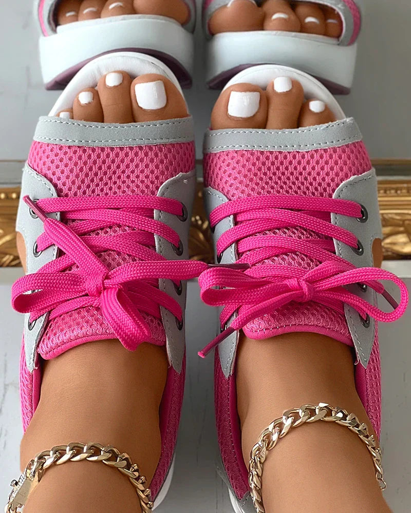 Glevato - Orthopedic Muffin Sandals with Cutout and Lacing