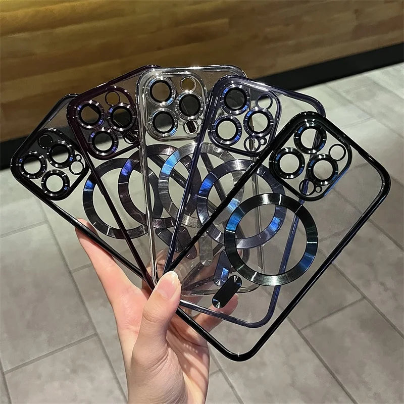 Glevato | Plating Clear Soft Magnetic Case for iPhone