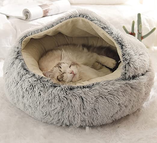 Glevato | Plush Pet Bed | Round Cozy Nest | For Cats & Small Dogs