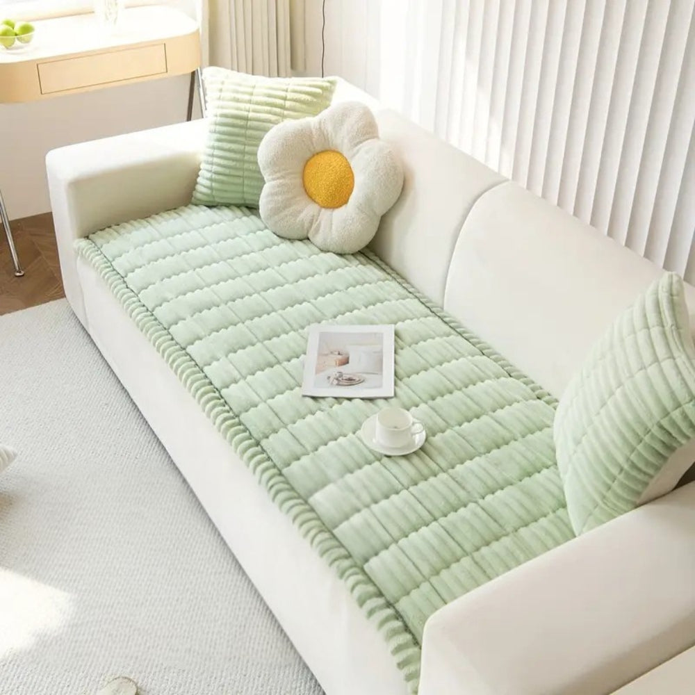 Glevato | Plush Pleated Edges Sofa Cover