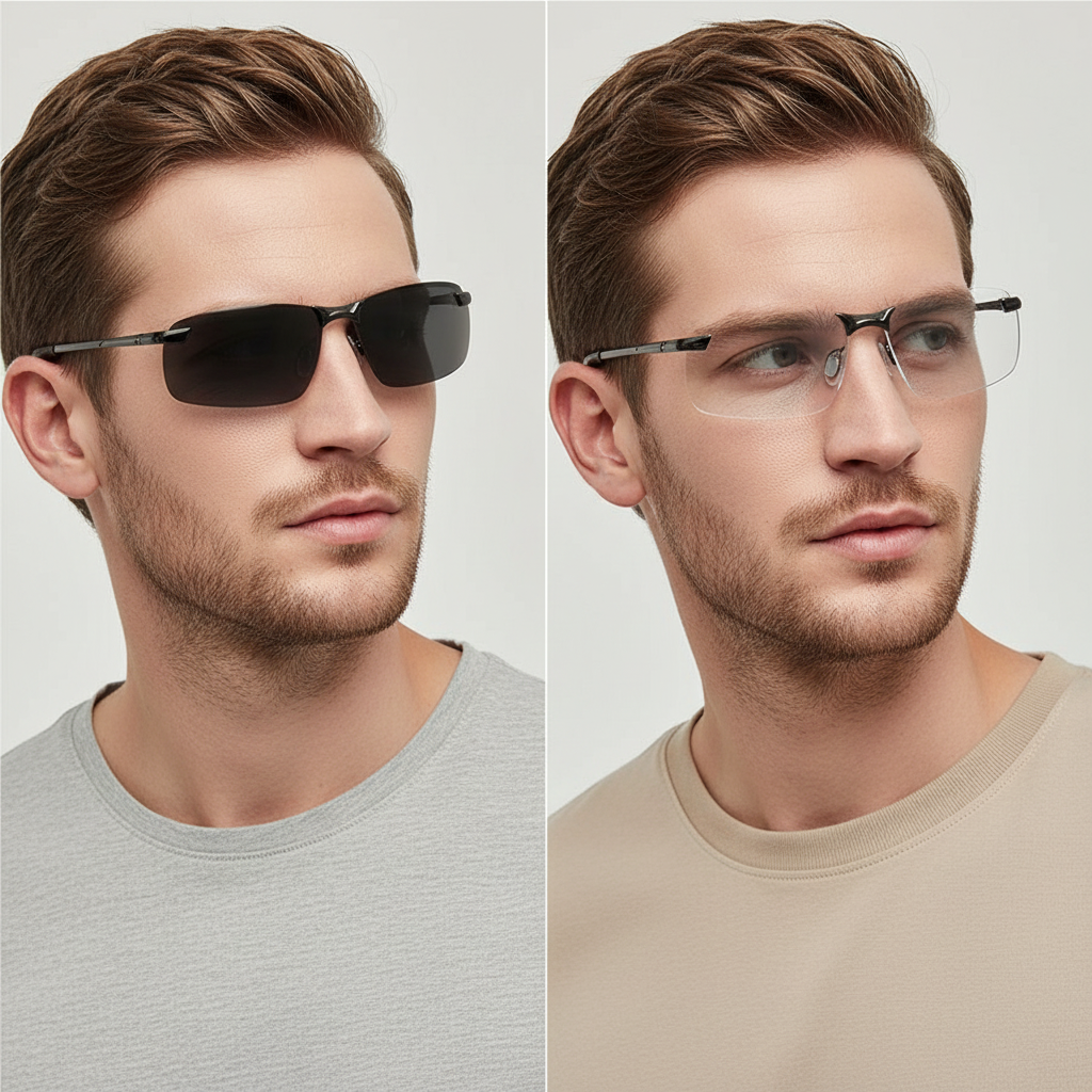 Glevato | Polarized Photochromic Sunglasses | UV400 Protection | Automatic Light Adjustment (Day & Night) | Intelligent Glare Reduction for Drivers & Outdoors