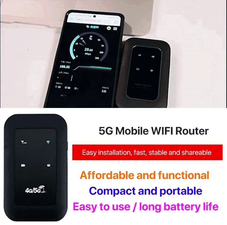 Glevato | Portable 5G WiFi Router – High-Speed Mobile Wireless Internet Hotspot