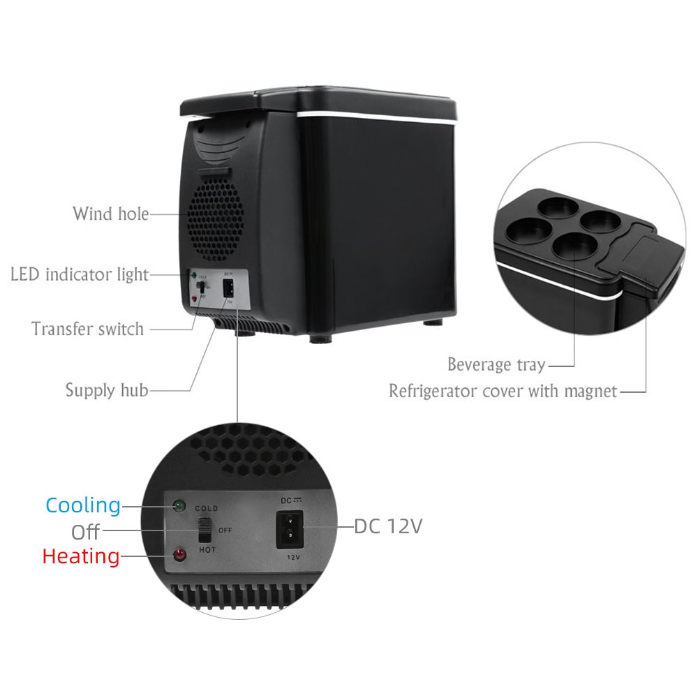 Glevato | Portable Car Refrigerator Camping Car Refrigerator 6L