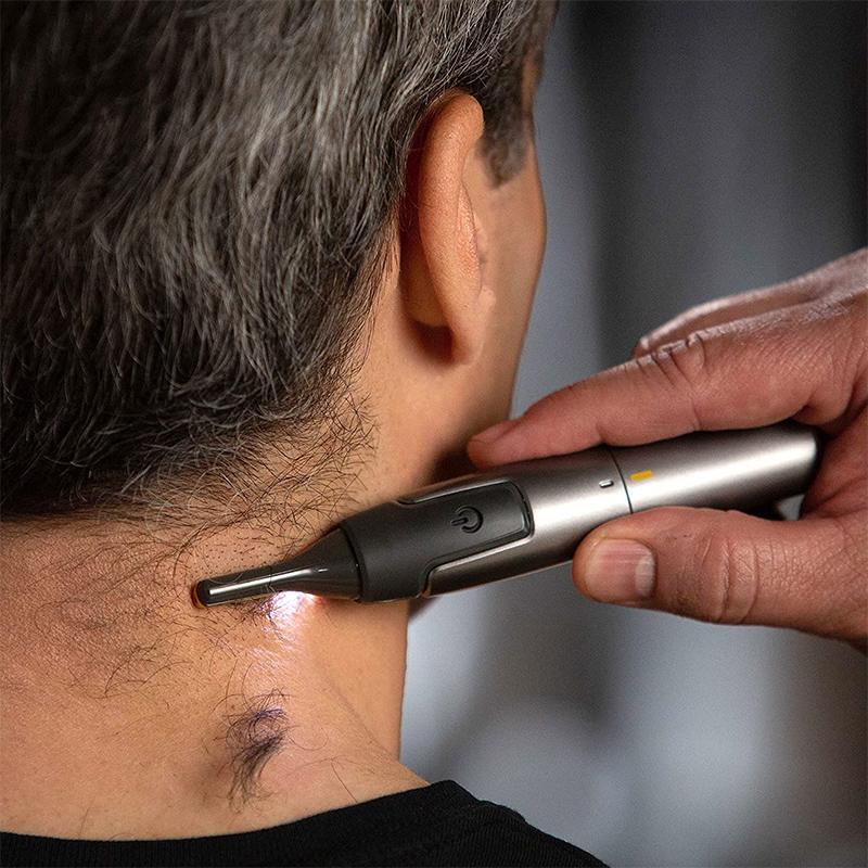 Glevato | Professional Ultra-Thin Precision Trimmer | Titanium Stainless Steel Blades | Integrated LED Light | Micro-Oscillation Technology | For Nose, Ears & Contours