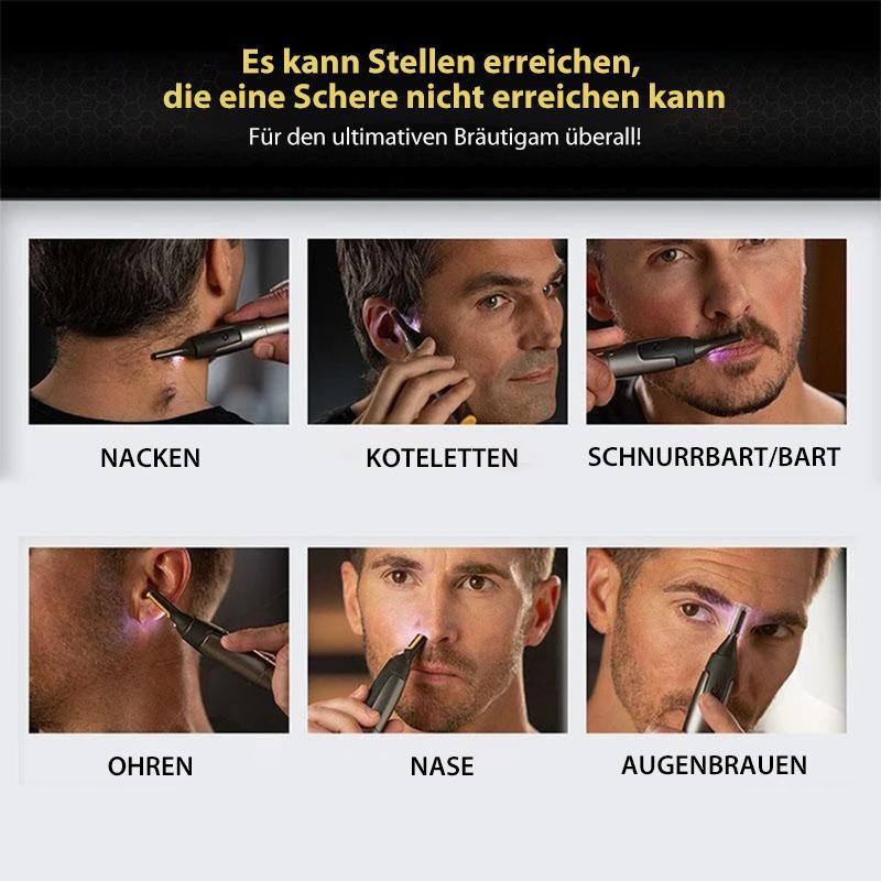 Glevato | Professional Ultra-Thin Precision Trimmer | Titanium Stainless Steel Blades | Integrated LED Light | Micro-Oscillation Technology | For Nose, Ears & Contours