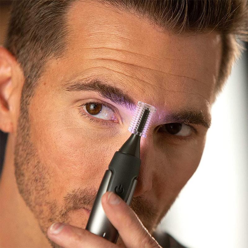 Glevato | Professional Ultra-Thin Precision Trimmer | Titanium Stainless Steel Blades | Integrated LED Light | Micro-Oscillation Technology | For Nose, Ears & Contours