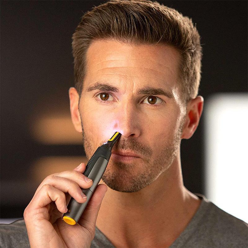 Glevato | Professional Ultra-Thin Precision Trimmer | Titanium Stainless Steel Blades | Integrated LED Light | Micro-Oscillation Technology | For Nose, Ears & Contours