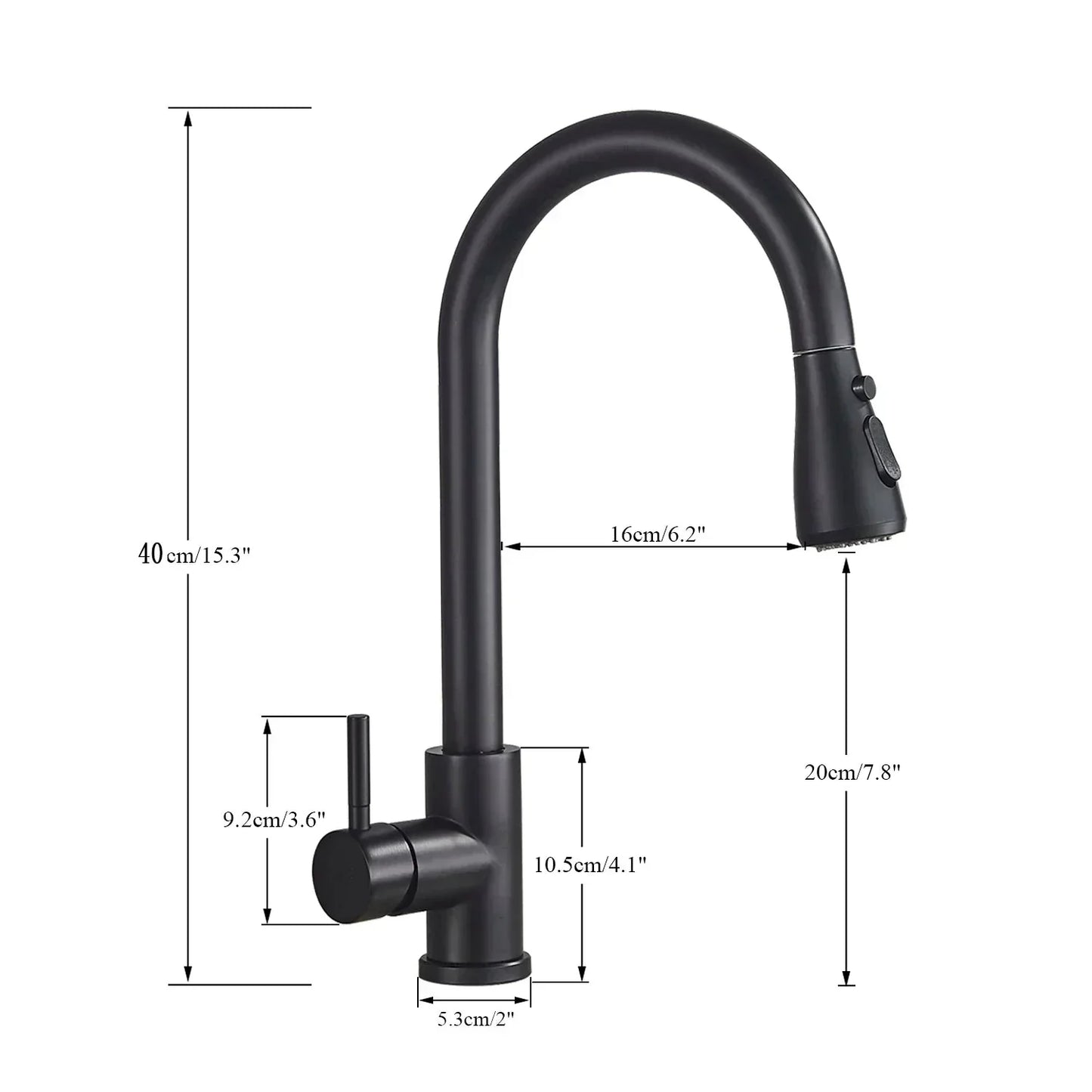 Glevato | Pull-Out Faucet with Single Lever Mixer – Flexible Faucet with Shower Function, High Quality Stainless Steel, Ideal for Modern Kitchens, Easy Installation