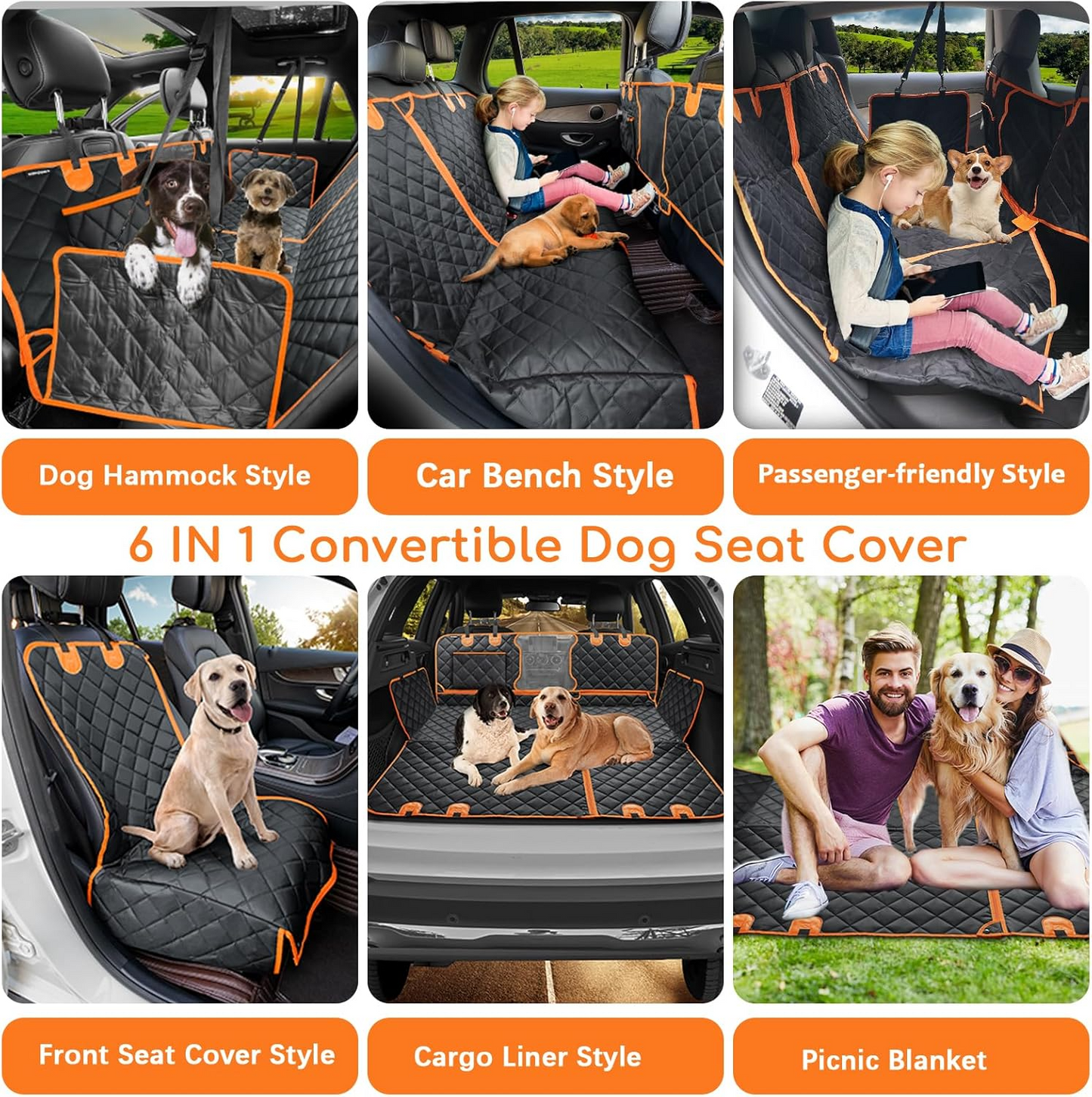 Glevato | Quilted Dog Car Seat Hammock Cover