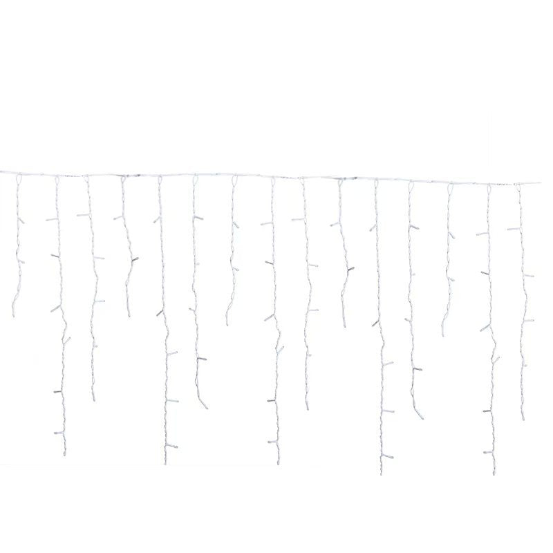 Glevato | Quntis 50m LED Icicle Light String | IP44 Weatherproof | 36V Low Voltage | 500+ LEDs | Icicle Waterfall Effect | Warm White
