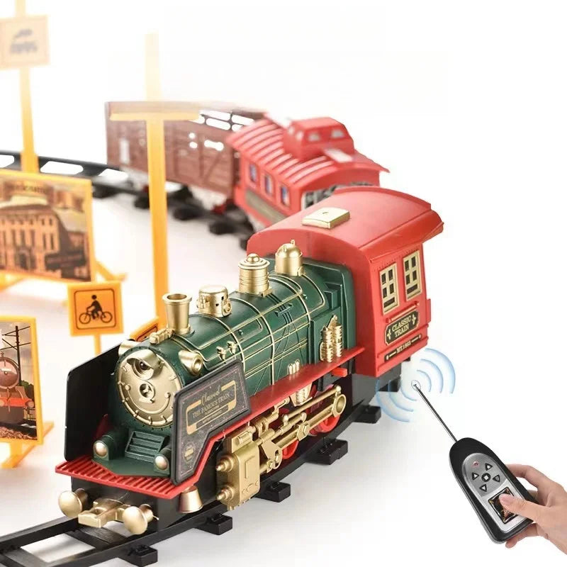 Glevato | Remote Controlled Electric Train Set | Classic Steam Locomotive with Lights