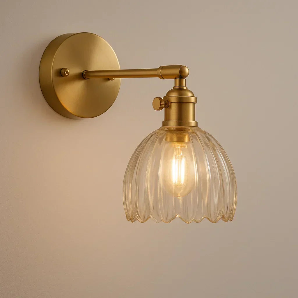 Glevato | Retro Wall Lamp with Tulip Glass Shade | Vintage Style