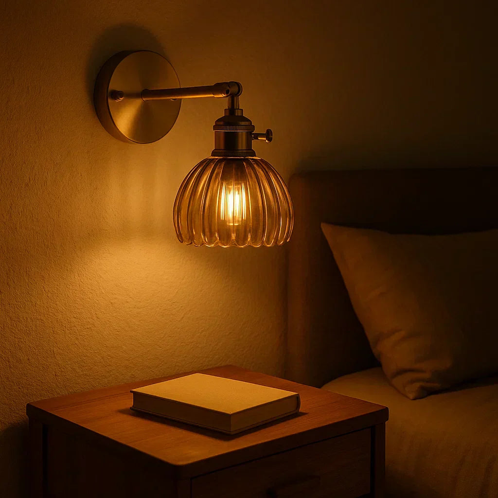 Glevato | Retro Wall Lamp with Tulip Glass Shade | Vintage Style