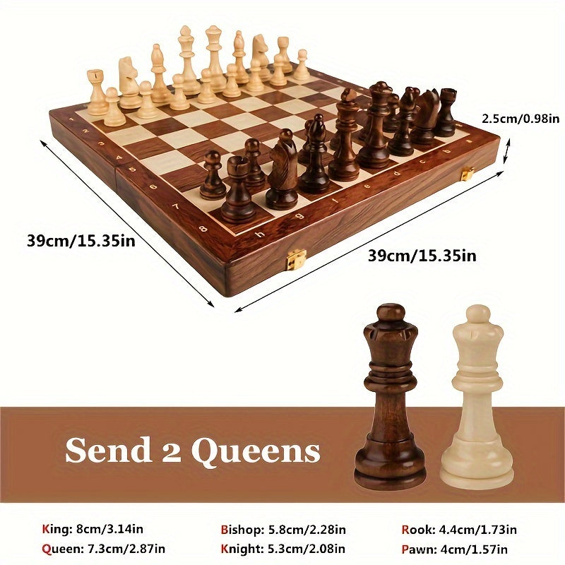Glevato | RoyalWood Luxury Chess Set – Solid Wood Chessboard with Finely Detailed Pieces