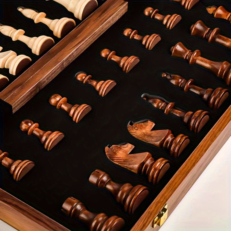 Glevato | RoyalWood Luxury Chess Set – Solid Wood Chessboard with Finely Detailed Pieces