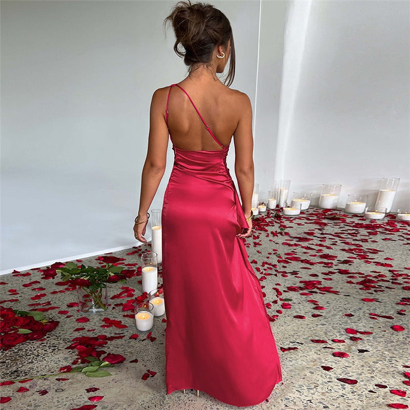 Glevato Ruffled One-Shoulder Maxi Dress